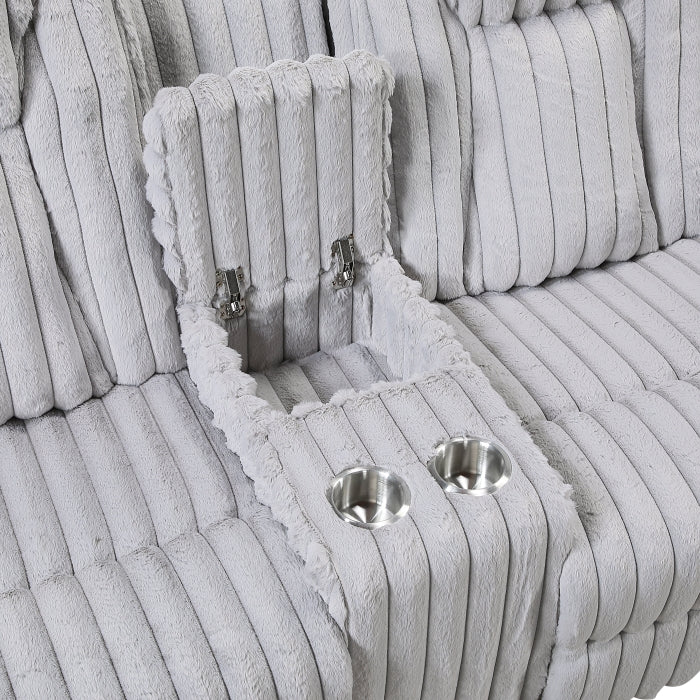 8348GRY-2 Double Reclining Love Seat with Center Console and Cup Holders - 8348GRY-2