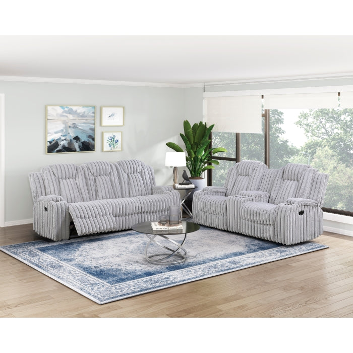 8348GRY-2 Double Reclining Love Seat with Center Console and Cup Holders - 8348GRY-2