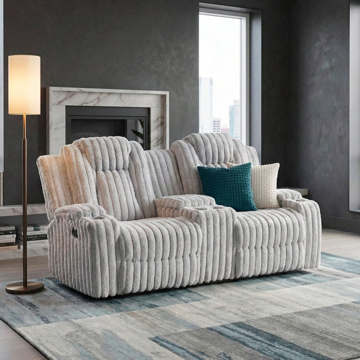 8348GRY-2 Double Reclining Love Seat with Center Console and Cup Holders - 8348GRY-2