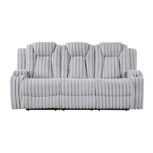 8348GRY-3 Double Reclining Sofa with Cup Holders - 8348GRY-3