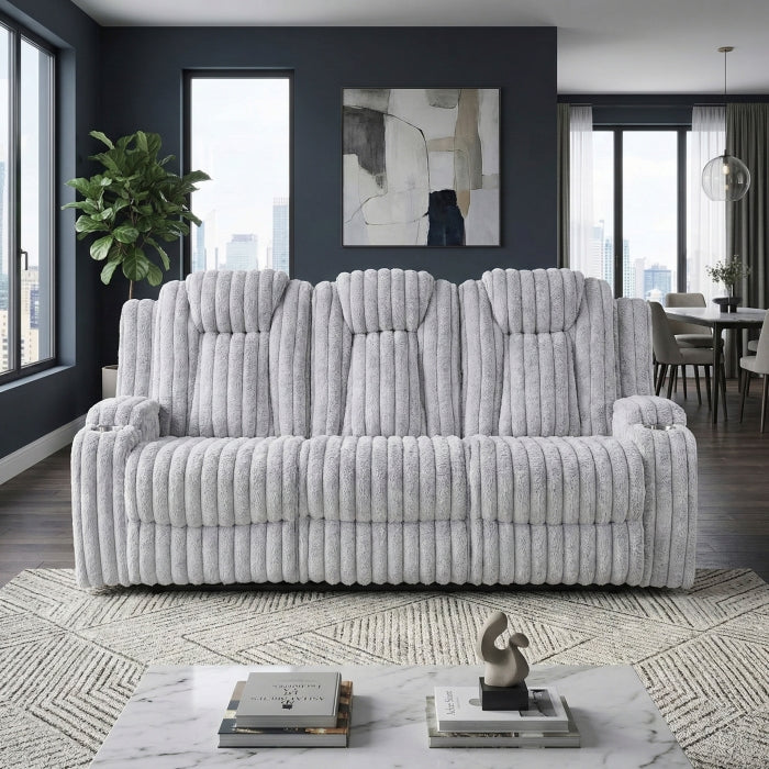 8348GRY-3 Double Reclining Sofa with Cup Holders - 8348GRY-3
