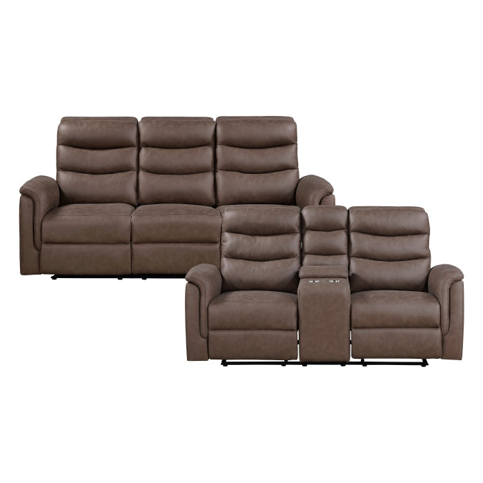 8360BRW*2 2pc Set: Sofa, Love - 8360BRW*2