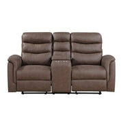 8360BRW-2 Double Glider Reclining Love Seat with  Center Console - 8360BRW-2