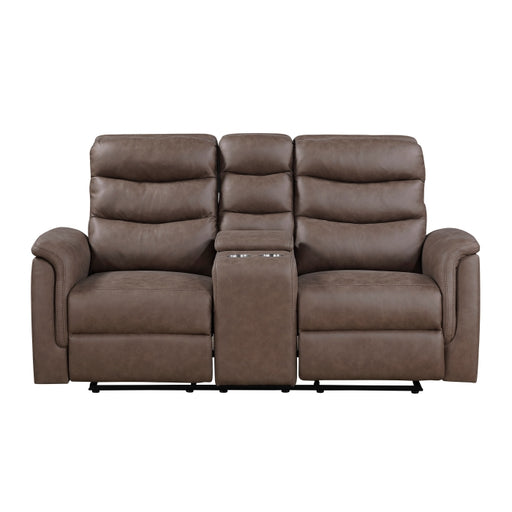 8360BRW-2 Double Glider Reclining Love Seat with  Center Console - 8360BRW-2
