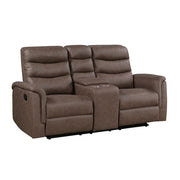 8360BRW-2 Double Glider Reclining Love Seat with  Center Console - 8360BRW-2