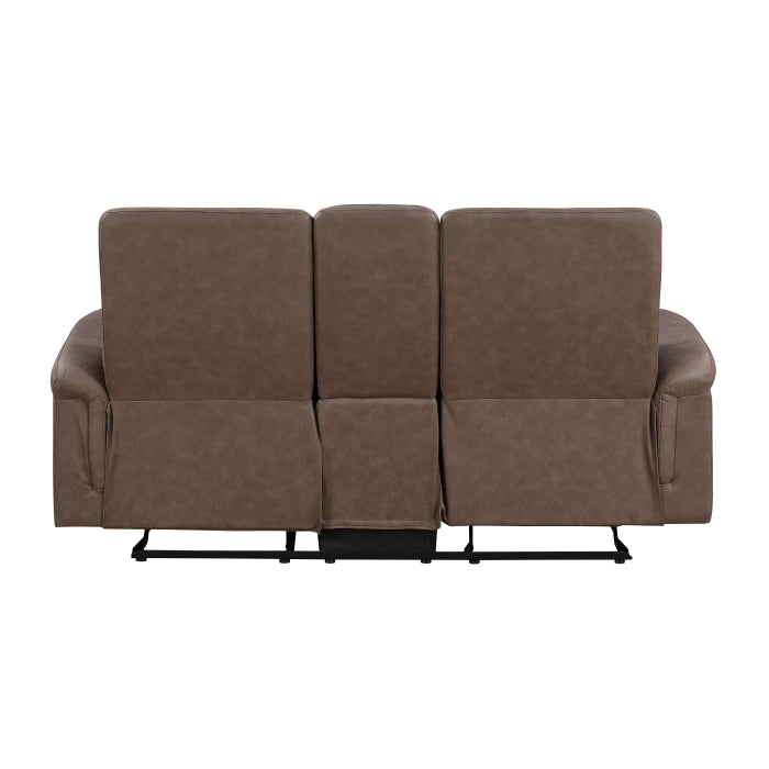 8360BRW-2 Double Glider Reclining Love Seat with  Center Console - 8360BRW-2