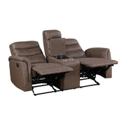 8360BRW-2 Double Glider Reclining Love Seat with  Center Console - 8360BRW-2