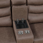8360BRW-2 Double Glider Reclining Love Seat with  Center Console - 8360BRW-2