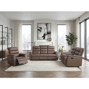 8360BRW-2 Double Glider Reclining Love Seat with  Center Console - 8360BRW-2