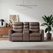 8360BRW-2 Double Glider Reclining Love Seat with  Center Console - 8360BRW-2