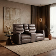 8360BRW-2 Double Glider Reclining Love Seat with  Center Console - 8360BRW-2