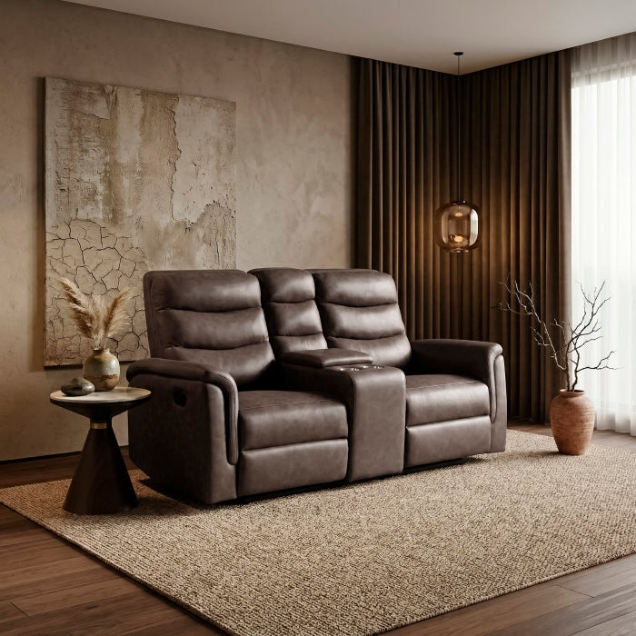 8360BRW-2 Double Glider Reclining Love Seat with  Center Console - 8360BRW-2