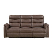 8360BRW-3 Double Reclining Sofa with Drop-down Cup Holders - 8360BRW-3