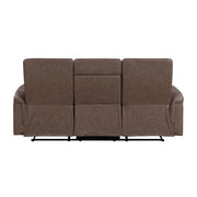 8360BRW-3 Double Reclining Sofa with Drop-down Cup Holders - 8360BRW-3