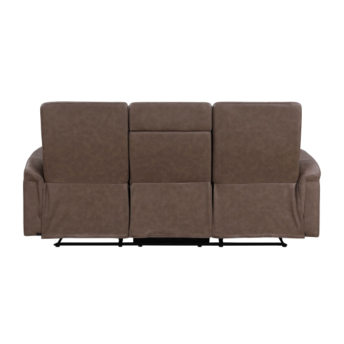 8360BRW-3 Double Reclining Sofa with Drop-down Cup Holders - 8360BRW-3