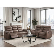 8360BRW-3 Double Reclining Sofa with Drop-down Cup Holders - 8360BRW-3