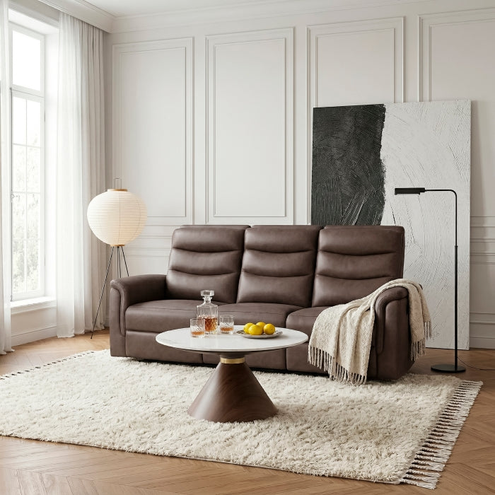 8360BRW-3 Double Reclining Sofa with Drop-down Cup Holders - 8360BRW-3