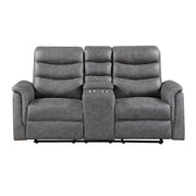 8360GRY-2 Double Glider Reclining Love Seat with  Center Console - 8360GRY-2
