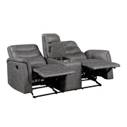8360GRY-2 Double Glider Reclining Love Seat with  Center Console - 8360GRY-2