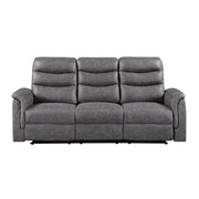 8360GRY-3 Double Reclining Sofa with Drop-down Cup Holders - 8360GRY-3
