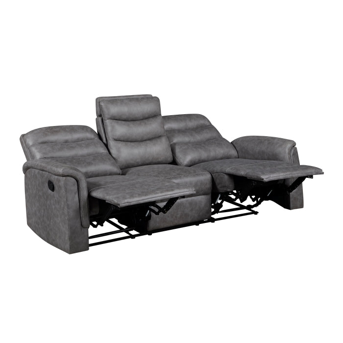 8360GRY-3 Double Reclining Sofa with Drop-down Cup Holders - 8360GRY-3