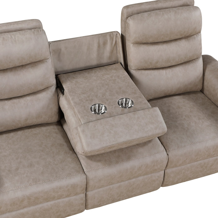 8360TPE-3 Double Reclining Sofa with Drop-down Cup Holders - 8360TPE-3