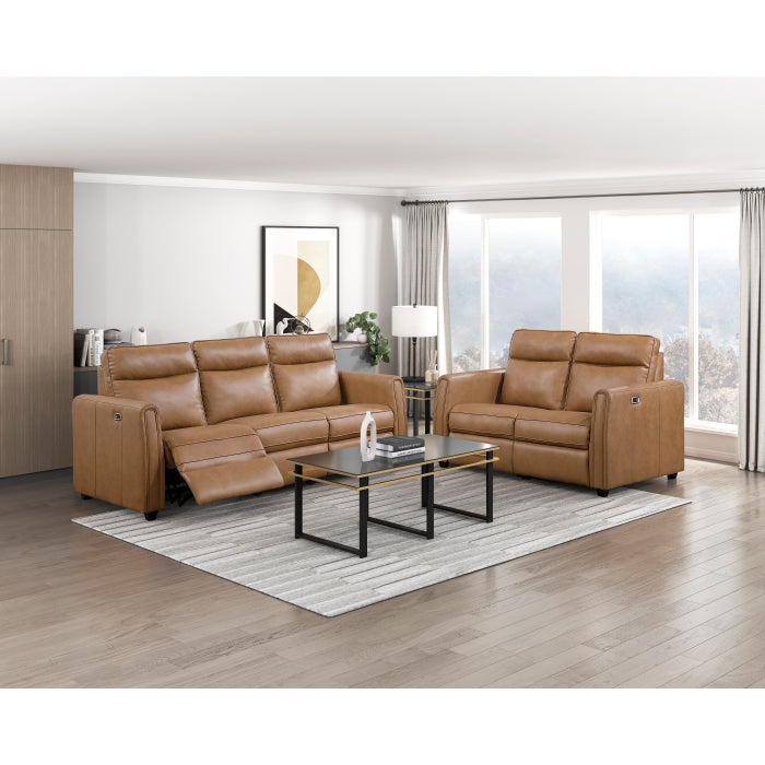 8368BRW-2A1PW* (4)Power Double Reclining Love Seat with Rounded Track Arms - 8368BRW-2A1PW*