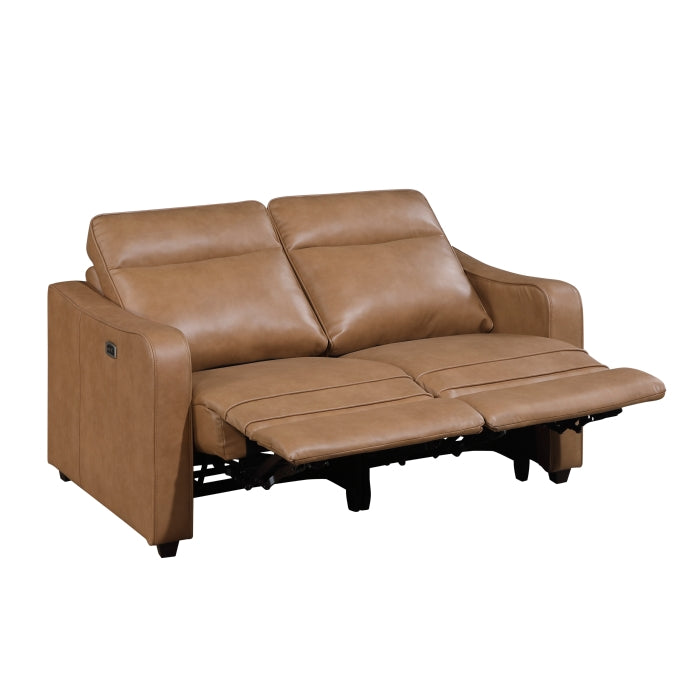 8368BRW-2A2PW* (4)Power Double Reclining Love Seat with Curved Track Arms - 8368BRW-2A2PW*