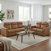 8368BRW-2A2PW* (4)Power Double Reclining Love Seat with Curved Track Arms - 8368BRW-2A2PW*