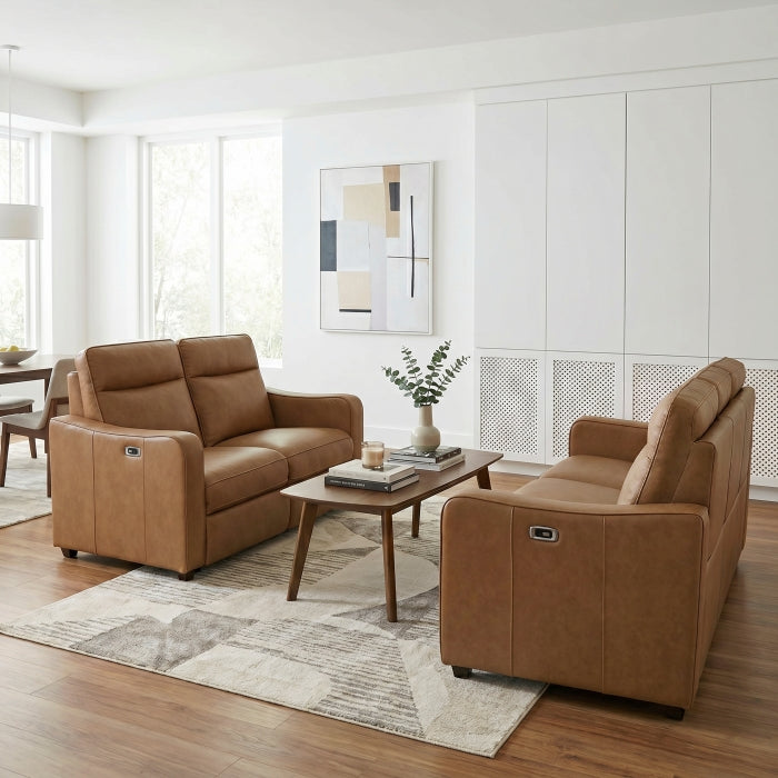 8368BRW-2A2PW* (4)Power Double Reclining Love Seat with Curved Track Arms - 8368BRW-2A2PW*