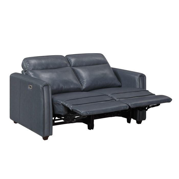 8368NVY-2A1PW* (4)Power Double Reclining Love Seat with Rounded Track Arms - 8368NVY-2A1PW*