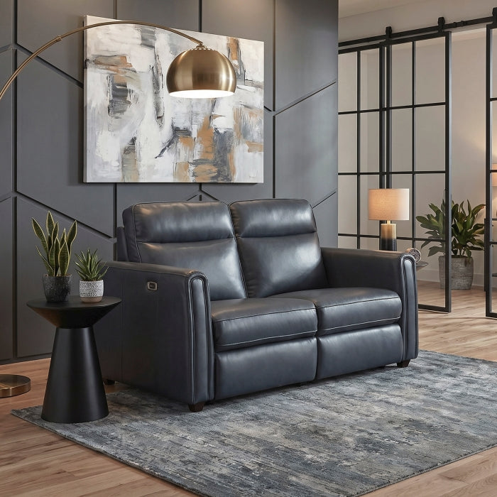 8368NVY-2A1PW* (4)Power Double Reclining Love Seat with Rounded Track Arms - 8368NVY-2A1PW*