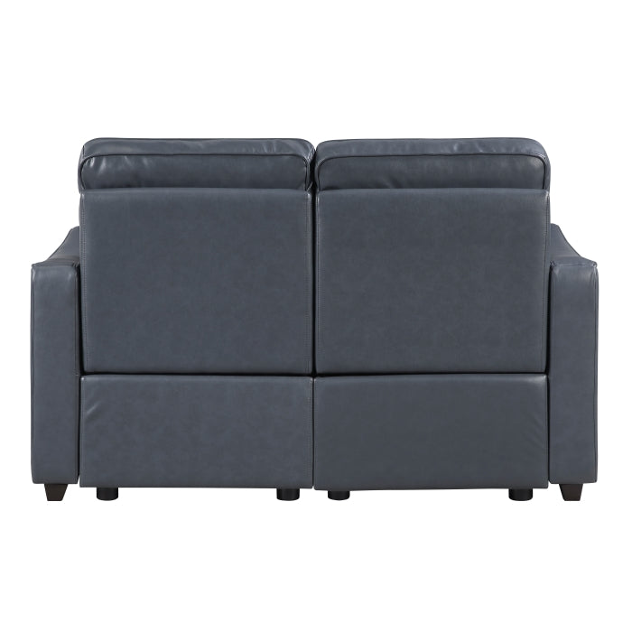 8368NVY-2A2PW* (4)Power Double Reclining Love Seat with Curved Track Arms - 8368NVY-2A2PW*