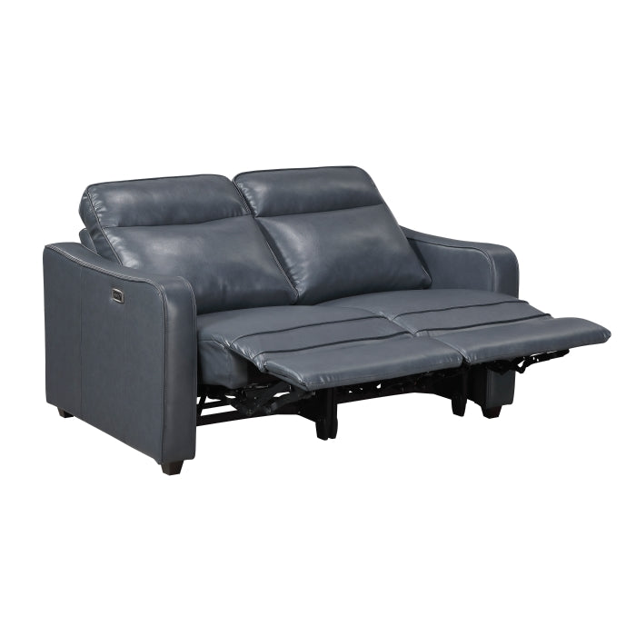 8368NVY-2A2PW* (4)Power Double Reclining Love Seat with Curved Track Arms - 8368NVY-2A2PW*
