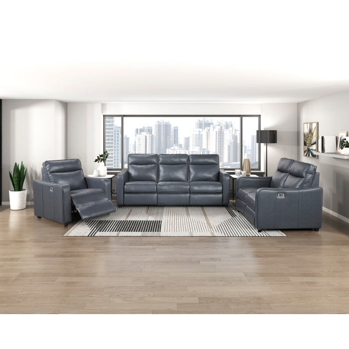 8368NVY-2A2PW* (4)Power Double Reclining Love Seat with Curved Track Arms - 8368NVY-2A2PW*