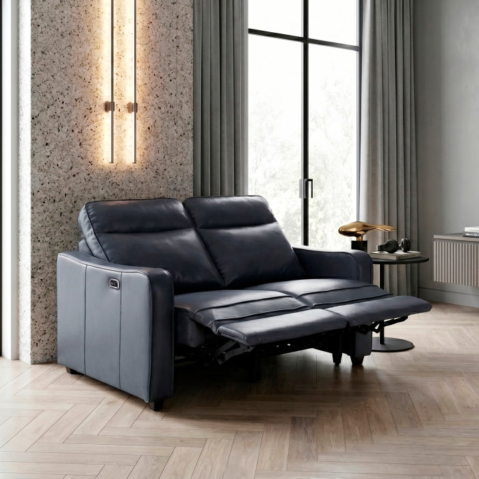 8368NVY-2A2PW* (4)Power Double Reclining Love Seat with Curved Track Arms - 8368NVY-2A2PW*