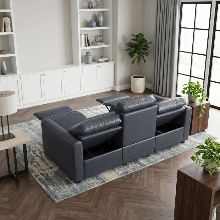 8368NVY-3A1PW* (5)Power Double Reclining Sofa with Rounded Track Arms - 8368NVY-3A1PW*