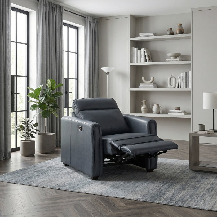 8368NVY-A1PW Power Reclining Chair with Rounded Track Arms - 8368NVY-A1PW