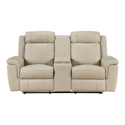 8379BEG-2 Double Reclining Love Seat with Center Console and Receptacles - 8379BEG-2