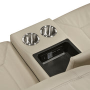8379BEG-2 Double Reclining Love Seat with Center Console and Receptacles - 8379BEG-2