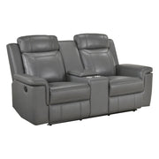 8379DGY-2 Double Reclining Love Seat with Center Console and Receptacles - 8379DGY-2