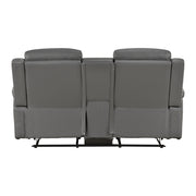 8379DGY-2 Double Reclining Love Seat with Center Console and Receptacles - 8379DGY-2