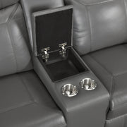 8379DGY-2 Double Reclining Love Seat with Center Console and Receptacles - 8379DGY-2