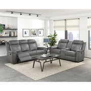 8379DGY-2 Double Reclining Love Seat with Center Console and Receptacles - 8379DGY-2