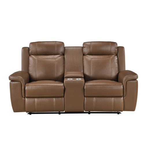 8379TBR-2 Double Reclining Love Seat with Center Console and Receptacles - 8379TBR-2