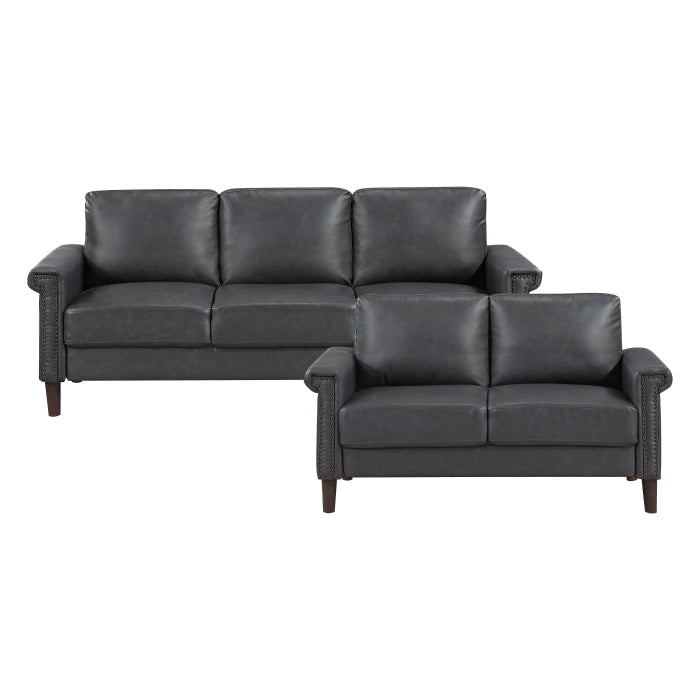 8389DGY*2 2pc Set: Sofa, Love - 8389DGY*2
