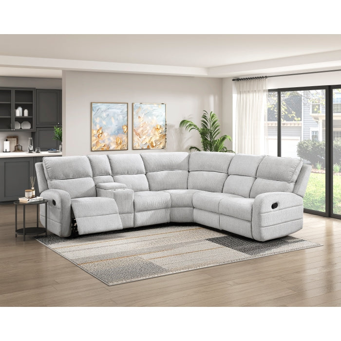 8406GY*SC (3)3-Piece Reclining Sectional with Left Console - 8406GY*SC