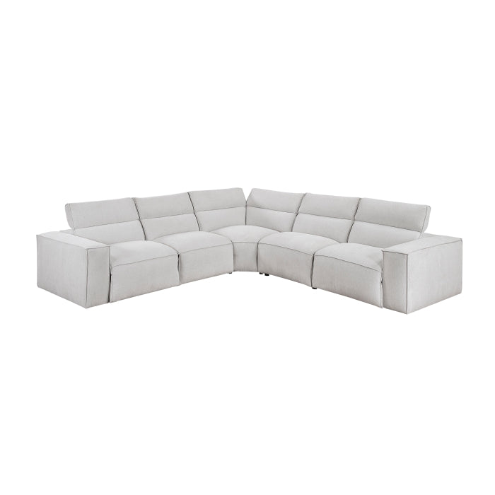 8414GRY*5LRRRPWH 5-Piece Modular Power Reclining Sectional with Power Headrests - 8414GRY*5LRRRPWH