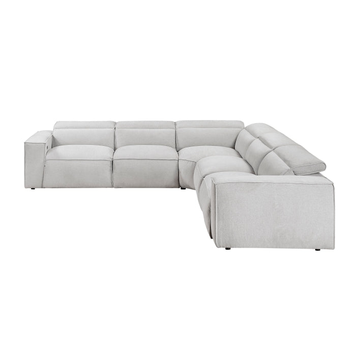 8414GRY*5LRRRPWH 5-Piece Modular Power Reclining Sectional with Power Headrests - 8414GRY*5LRRRPWH