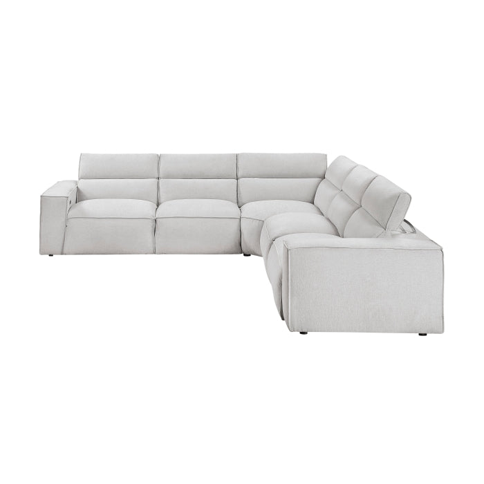 8414GRY*5LRRRPWH 5-Piece Modular Power Reclining Sectional with Power Headrests - 8414GRY*5LRRRPWH